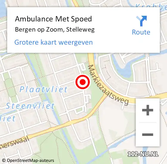 Locatie op kaart van de 112 melding: Ambulance Met Spoed Naar Bergen op Zoom, Stelleweg op 17 december 2019 07:42