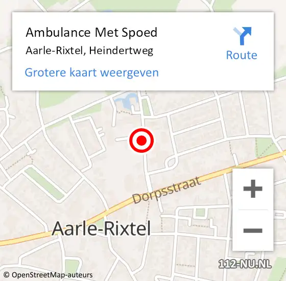 Locatie op kaart van de 112 melding: Ambulance Met Spoed Naar Aarle-Rixtel, Heindertweg op 17 december 2019 08:05