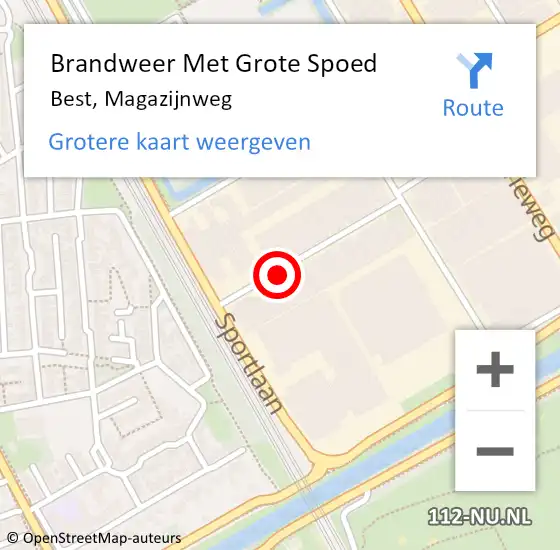 Locatie op kaart van de 112 melding: Brandweer Met Grote Spoed Naar Best, Magazijnweg op 17 december 2019 08:05