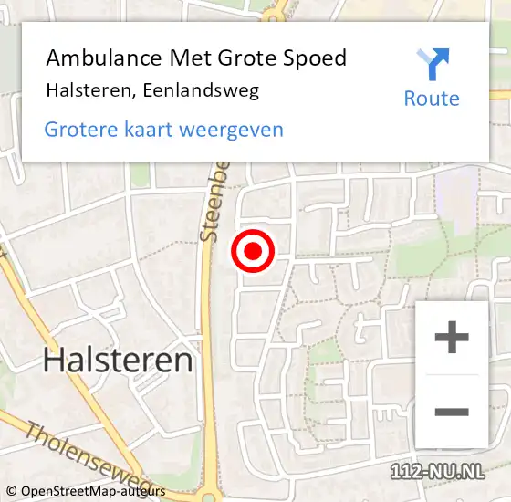 Locatie op kaart van de 112 melding: Ambulance Met Grote Spoed Naar Halsteren, Eenlandsweg op 17 december 2019 08:18