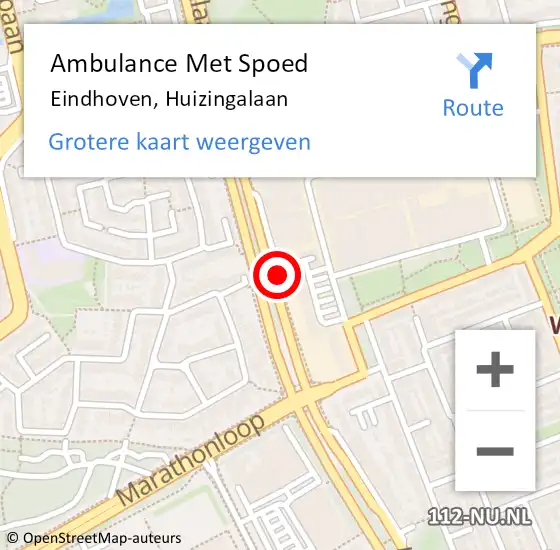 Locatie op kaart van de 112 melding: Ambulance Met Spoed Naar Eindhoven, Huizingalaan op 17 december 2019 08:30