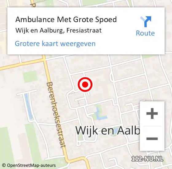 Locatie op kaart van de 112 melding: Ambulance Met Grote Spoed Naar Wijk en Aalburg, Fresiastraat op 17 december 2019 08:58