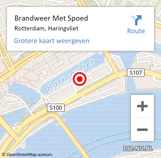 Locatie op kaart van de 112 melding: Brandweer Met Spoed Naar Rotterdam, Haringvliet op 17 december 2019 09:12