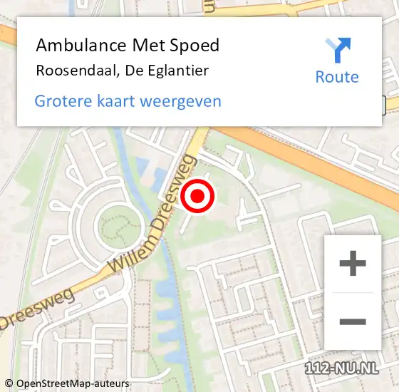 Locatie op kaart van de 112 melding: Ambulance Met Spoed Naar Roosendaal, De Eglantier op 17 december 2019 09:34