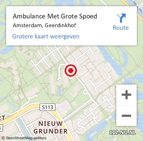 Locatie op kaart van de 112 melding: Ambulance Met Grote Spoed Naar Amsterdam, Geerdinkhof op 17 december 2019 09:47