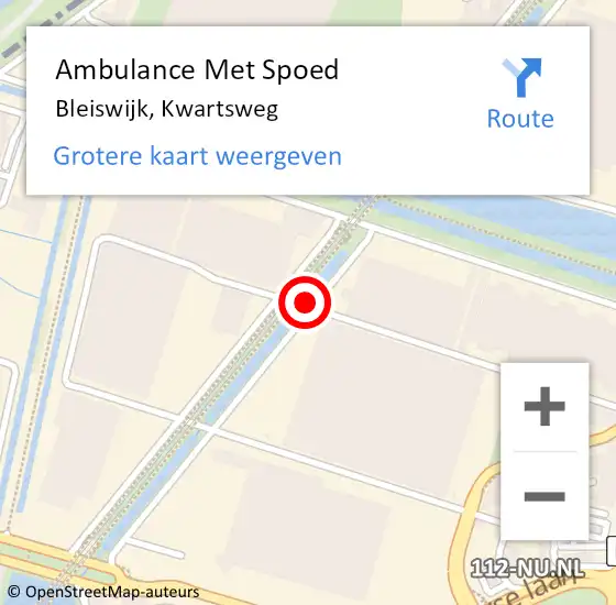 Locatie op kaart van de 112 melding: Ambulance Met Spoed Naar Bleiswijk, Kwartsweg op 17 december 2019 09:59