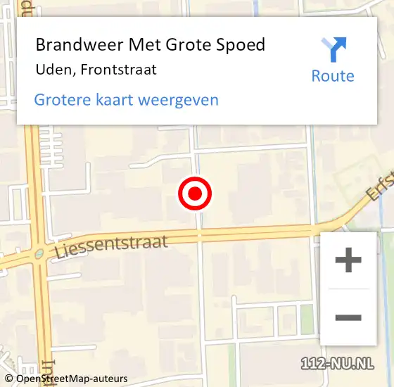 Locatie op kaart van de 112 melding: Brandweer Met Grote Spoed Naar Uden, Frontstraat op 17 december 2019 10:40