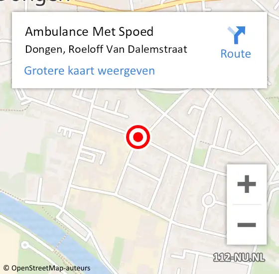 Locatie op kaart van de 112 melding: Ambulance Met Spoed Naar Dongen, Roeloff Van Dalemstraat op 17 december 2019 12:02