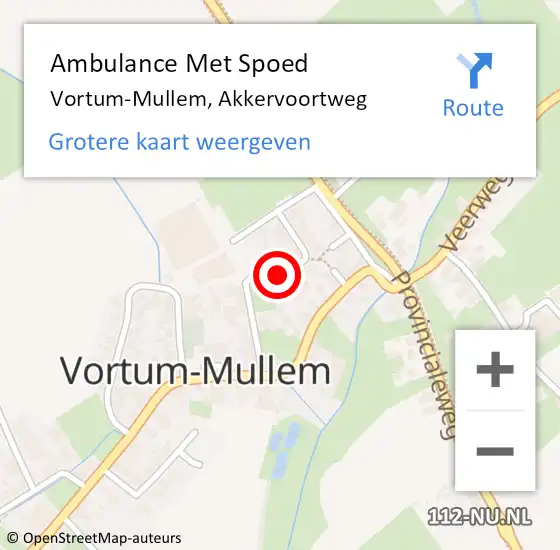 Locatie op kaart van de 112 melding: Ambulance Met Spoed Naar Vortum-Mullem, Akkervoortweg op 17 december 2019 12:04