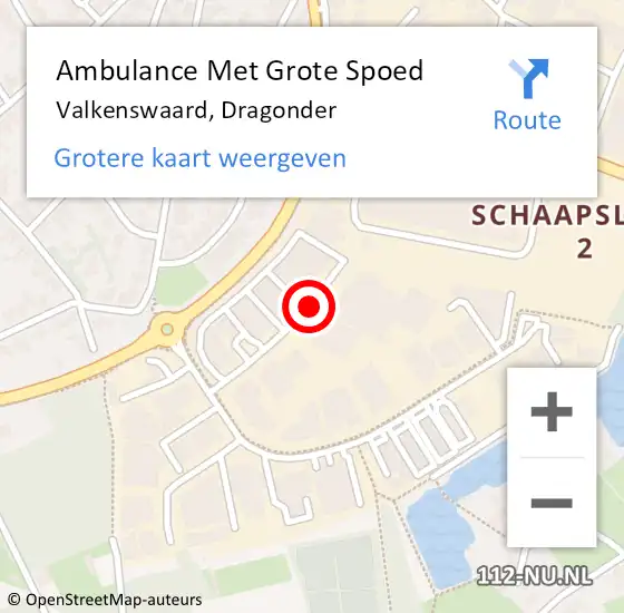 Locatie op kaart van de 112 melding: Ambulance Met Grote Spoed Naar Valkenswaard, Dragonder op 17 december 2019 12:46