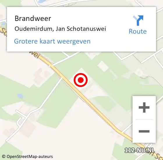 Locatie op kaart van de 112 melding: Brandweer Oudemirdum, Jan Schotanuswei op 23 april 2014 08:48