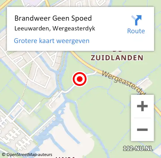 Locatie op kaart van de 112 melding: Brandweer Geen Spoed Naar Leeuwarden, Wergeasterdyk op 17 december 2019 12:54