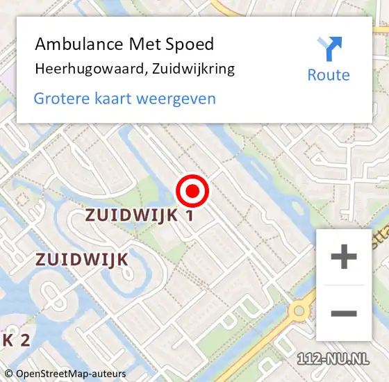 Locatie op kaart van de 112 melding: Ambulance Met Spoed Naar Heerhugowaard, Zuidwijkring op 17 december 2019 13:17