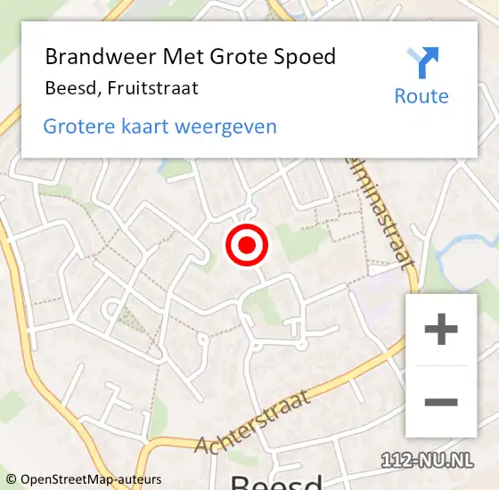 Locatie op kaart van de 112 melding: Brandweer Met Grote Spoed Naar Beesd, Fruitstraat op 17 december 2019 13:21