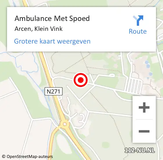 Locatie op kaart van de 112 melding: Ambulance Met Spoed Naar Arcen, Klein Vink op 17 december 2019 13:55