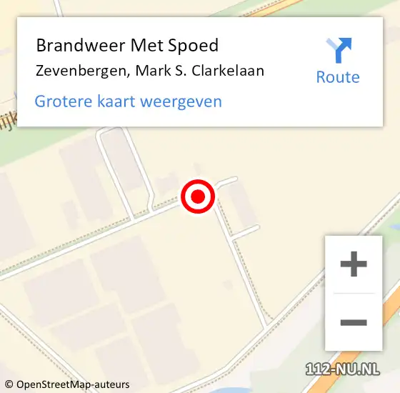 Locatie op kaart van de 112 melding: Brandweer Met Spoed Naar Zevenbergen, Mark S. Clarkelaan op 17 december 2019 14:42
