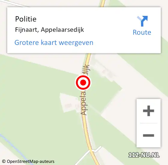 Locatie op kaart van de 112 melding: Politie Fijnaart, Appelaarsedijk op 17 december 2019 15:06