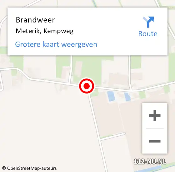 Locatie op kaart van de 112 melding: Brandweer Meterik, Kempweg op 17 december 2019 15:35