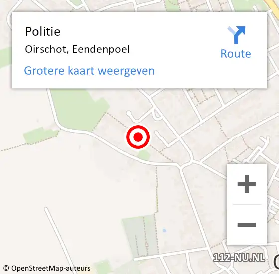 Locatie op kaart van de 112 melding: Politie Oirschot, Eendenpoel op 17 december 2019 16:08