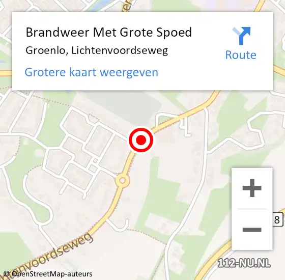 Locatie op kaart van de 112 melding: Brandweer Met Grote Spoed Naar Groenlo, Lichtenvoordseweg op 17 december 2019 16:29