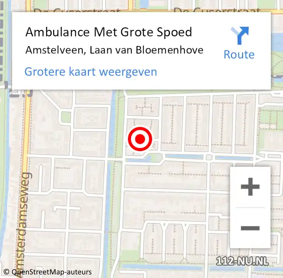 Locatie op kaart van de 112 melding: Ambulance Met Grote Spoed Naar Amstelveen, Laan van Bloemenhove op 17 december 2019 16:56