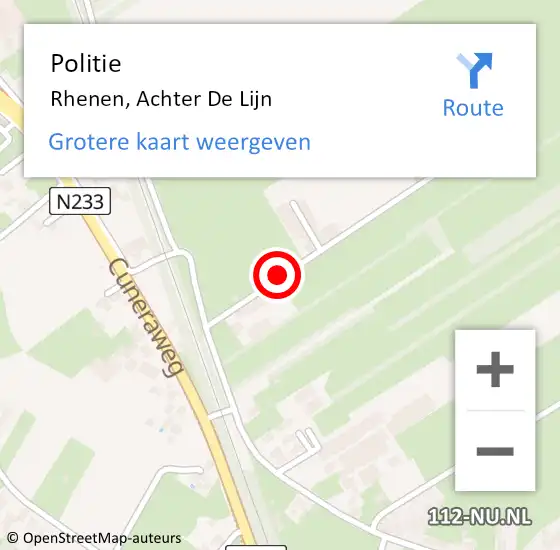 Locatie op kaart van de 112 melding: Politie Rhenen, Achter De Lijn op 17 december 2019 17:17