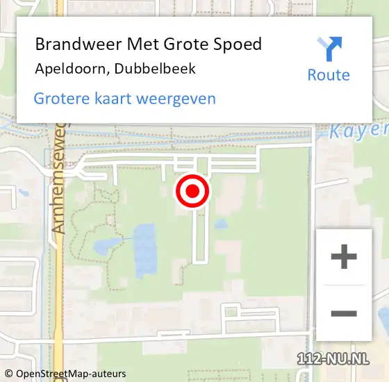 Locatie op kaart van de 112 melding: Brandweer Met Grote Spoed Naar Apeldoorn, Dubbelbeek op 17 december 2019 18:09