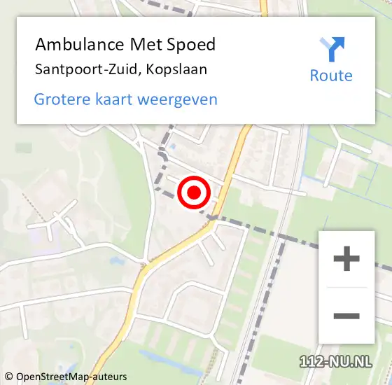 Locatie op kaart van de 112 melding: Ambulance Met Spoed Naar Santpoort-Zuid, Kopslaan op 17 december 2019 19:58