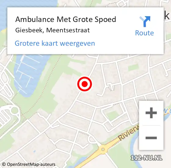 Locatie op kaart van de 112 melding: Ambulance Met Grote Spoed Naar Giesbeek, Meentsestraat op 17 december 2019 20:46