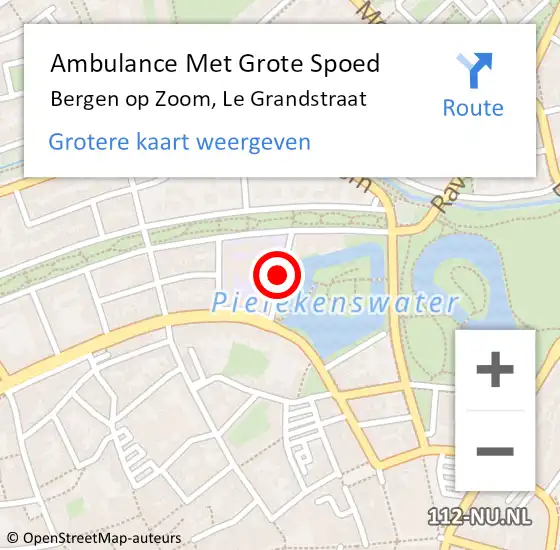 Locatie op kaart van de 112 melding: Ambulance Met Grote Spoed Naar Bergen op Zoom, Le Grandstraat op 17 december 2019 21:26