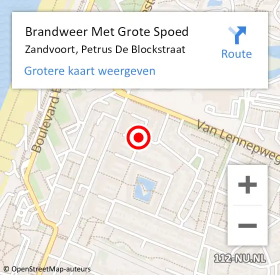 Locatie op kaart van de 112 melding: Brandweer Met Grote Spoed Naar Zandvoort, Petrus De Blockstraat op 17 december 2019 22:16