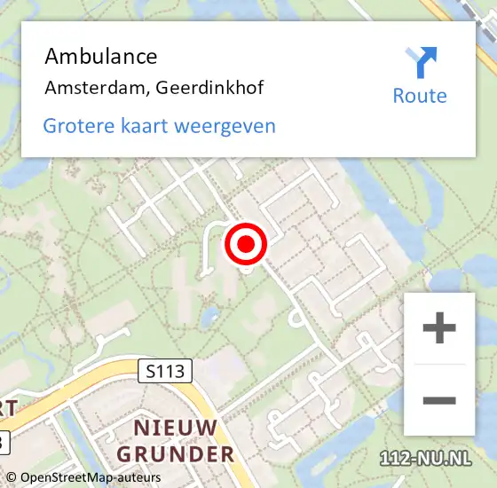 Locatie op kaart van de 112 melding: Ambulance Amsterdam, Geerdinkhof op 17 december 2019 22:30