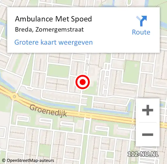 Locatie op kaart van de 112 melding: Ambulance Met Spoed Naar Breda, Zomergemstraat op 17 december 2019 22:36