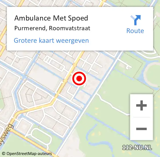 Locatie op kaart van de 112 melding: Ambulance Met Spoed Naar Purmerend, Roomvatstraat op 17 december 2019 23:43