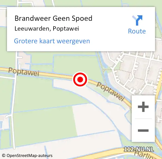 Locatie op kaart van de 112 melding: Brandweer Geen Spoed Naar Leeuwarden, Poptawei op 18 december 2019 00:24