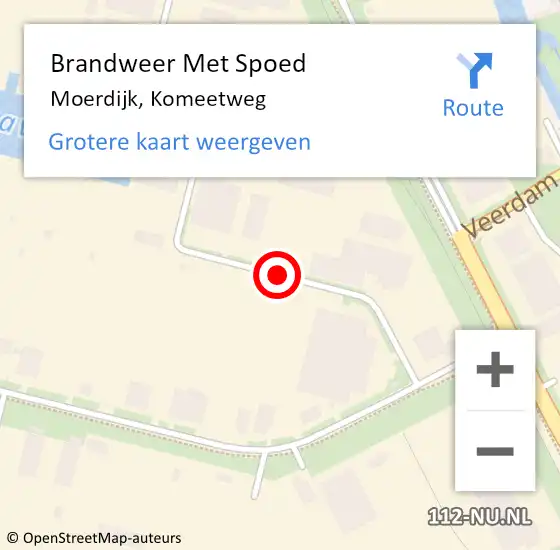 Locatie op kaart van de 112 melding: Brandweer Met Spoed Naar Moerdijk, Komeetweg op 18 december 2019 00:53