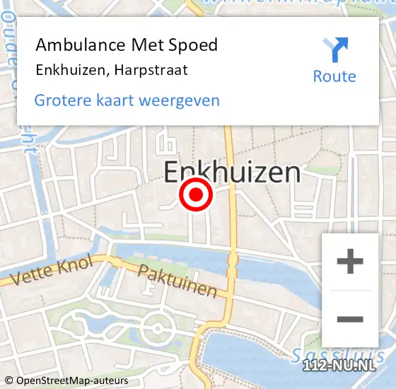 Locatie op kaart van de 112 melding: Ambulance Met Spoed Naar Enkhuizen, Harpstraat op 18 december 2019 04:06