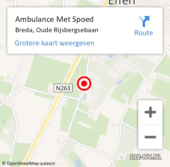 Locatie op kaart van de 112 melding: Ambulance Met Spoed Naar Breda, Oude Rijsbergsebaan op 18 december 2019 04:11