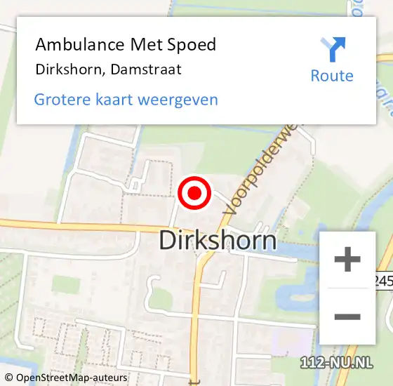 Locatie op kaart van de 112 melding: Ambulance Met Spoed Naar Dirkshorn, Damstraat op 18 december 2019 07:50