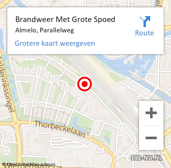 Locatie op kaart van de 112 melding: Brandweer Met Grote Spoed Naar Almelo, Parallelweg op 18 december 2019 08:25