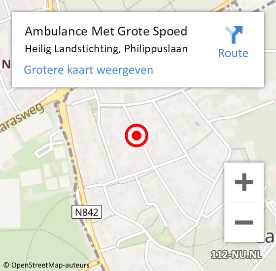 Locatie op kaart van de 112 melding: Ambulance Met Grote Spoed Naar Heilig Landstichting, Philippuslaan op 18 december 2019 08:40