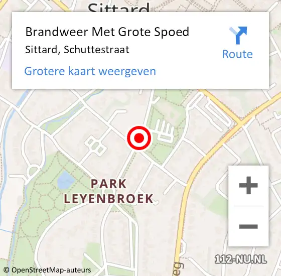 Locatie op kaart van de 112 melding: Brandweer Met Grote Spoed Naar Sittard, Schuttestraat op 18 december 2019 08:50