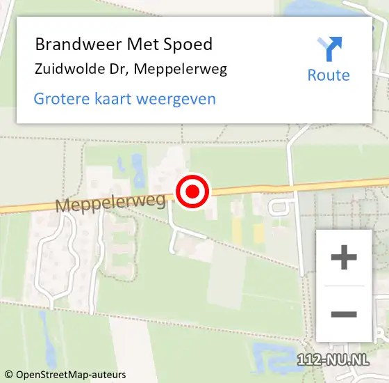 Locatie op kaart van de 112 melding: Brandweer Met Spoed Naar Zuidwolde Dr, Meppelerweg op 18 december 2019 09:44