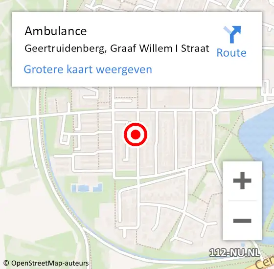 Locatie op kaart van de 112 melding: Ambulance Geertruidenberg, Graaf Willem I Straat op 18 december 2019 10:02