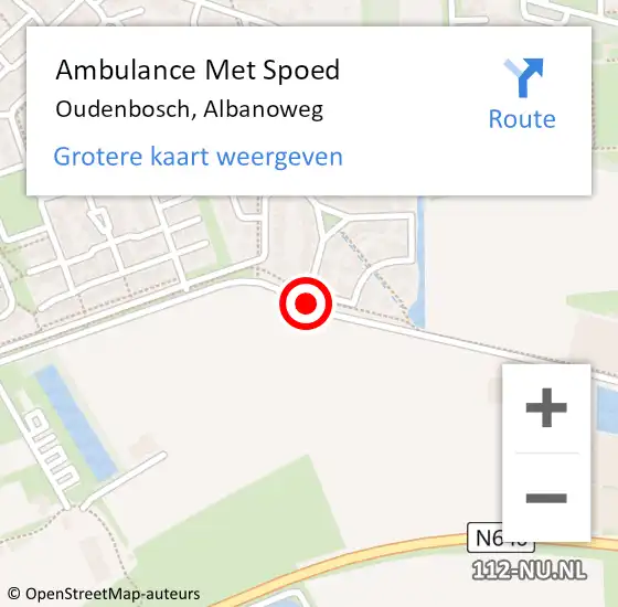 Locatie op kaart van de 112 melding: Ambulance Met Spoed Naar Oudenbosch, Albanoweg op 18 december 2019 10:57