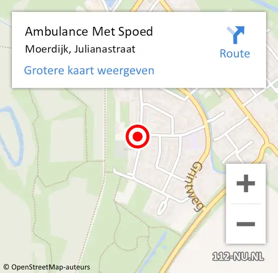 Locatie op kaart van de 112 melding: Ambulance Met Spoed Naar Moerdijk, Julianastraat op 18 december 2019 10:58