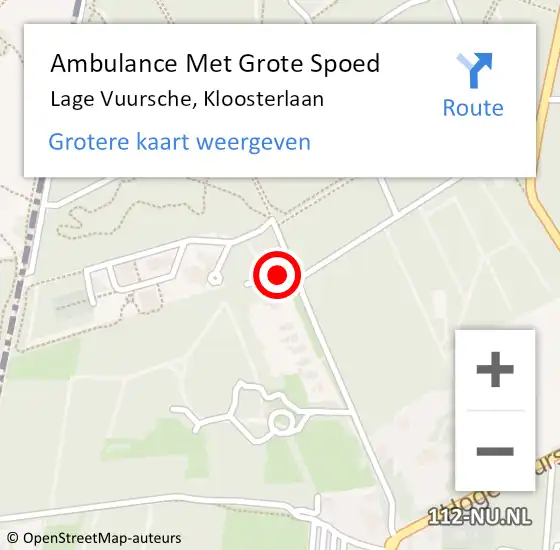 Locatie op kaart van de 112 melding: Ambulance Met Grote Spoed Naar Lage Vuursche, Kloosterlaan op 29 september 2013 18:31
