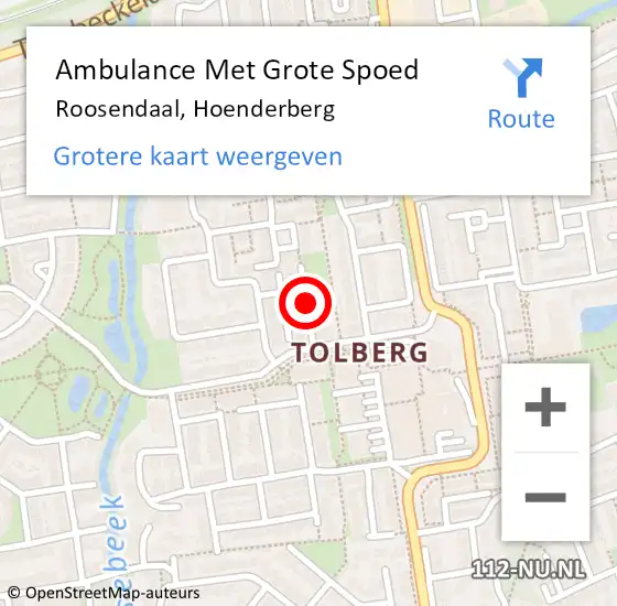 Locatie op kaart van de 112 melding: Ambulance Met Grote Spoed Naar Roosendaal, Hoenderberg op 18 december 2019 11:53