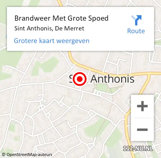 Locatie op kaart van de 112 melding: Brandweer Met Grote Spoed Naar Sint Anthonis, De Merret op 18 december 2019 12:05