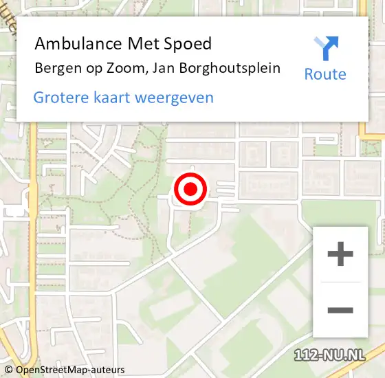 Locatie op kaart van de 112 melding: Ambulance Met Spoed Naar Bergen op Zoom, Jan Borghoutsplein op 18 december 2019 12:48